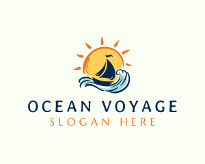 Ocean Boat Wave logo design