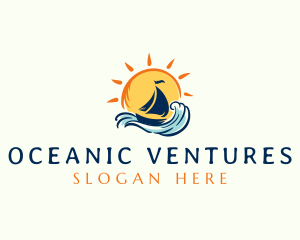 Ocean Boat Wave logo design