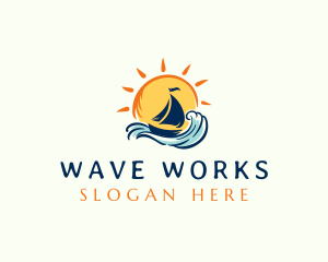 Ocean Boat Wave logo design