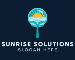 Sunrise - Magnifying Glass Sunrise logo design