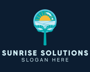 Magnifying Glass Sunrise logo design