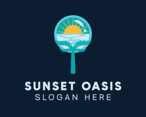 Magnifying Glass Sunrise logo design