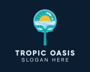 Tropic - Magnifying Glass Sunrise logo design