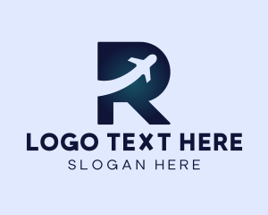 Commercial Plane - Blue Airplane Letter R logo design