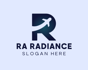 Blue Airplane Letter R logo design