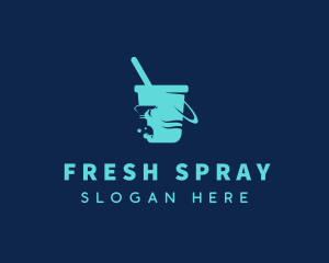 Bucket Spray Bottle Cleaning logo design
