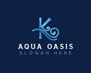 Pool - Water Wave Letter K logo design