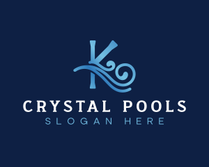 Pool - Water Wave Letter K logo design