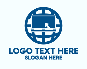 Global Business - Blue Globe Computer logo design