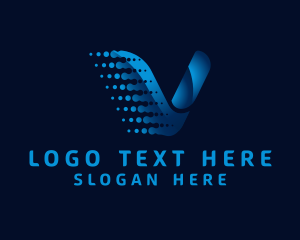 Telecommunications - Halftone Dots Letter V logo design