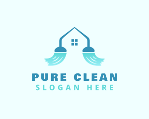 Housekeeping Clean Broom logo design