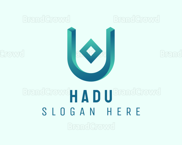 Gradient 3D Letter U Logo