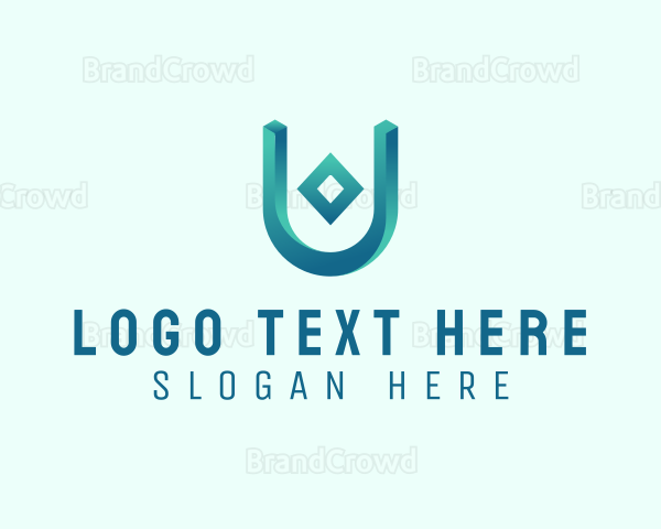 Gradient 3D Letter U Logo