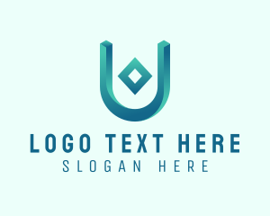 3d - Gradient 3D Letter U logo design