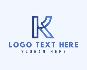 Identity - Blue Outline Letter K logo design