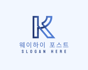 Blue Outline Letter K logo design