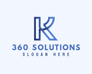 Blue Outline Letter K logo design