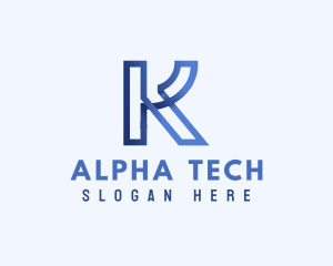 Alphabet - Blue Outline Letter K logo design