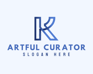 Blue Outline Letter K logo design