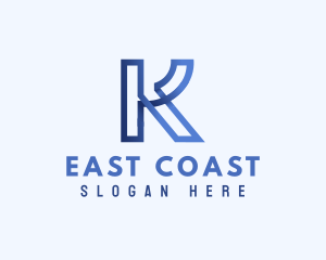 Blue Outline Letter K logo design