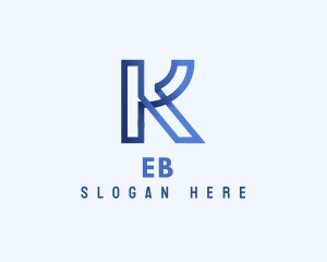 Angular - Blue Outline Letter K logo design