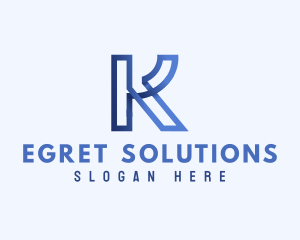 Blue Outline Letter K logo design