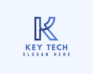 Blue Outline Letter K logo design