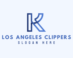 Blue Outline Letter K logo design