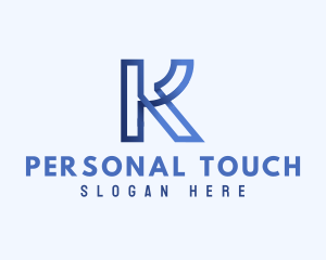 Personal - Blue Outline Letter K logo design