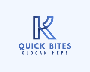 Blue Outline Letter K logo design