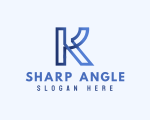 Angle - Blue Outline Letter K logo design