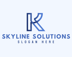 Blue Outline Letter K logo design
