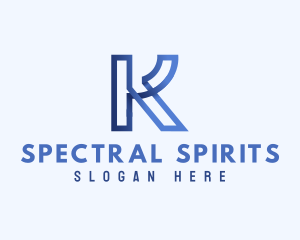 Blue Outline Letter K logo design