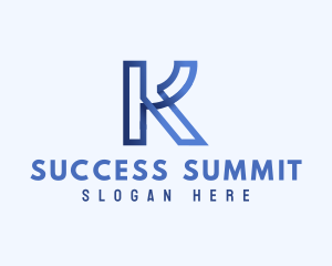 Blue Outline Letter K logo design