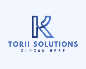 Blue Outline Letter K logo design