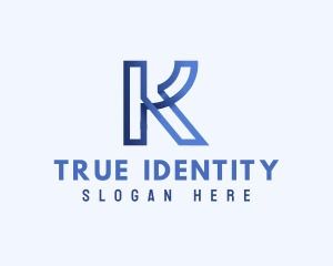 Identity - Blue Outline Letter K logo design