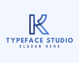 Font - Blue Outline Letter K logo design