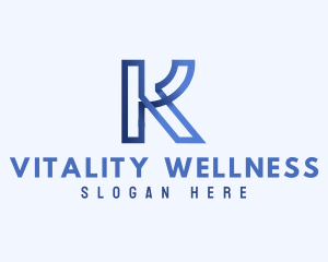 Blue Outline Letter K logo design