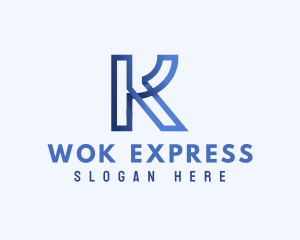 Blue Outline Letter K logo design