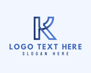 Lines - Blue Outline Letter K logo design