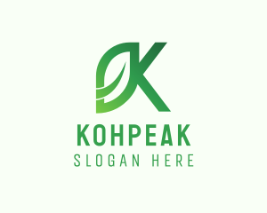 Leaf Letter K logo design