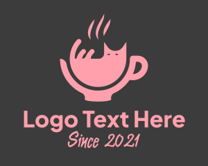 Pink Cat Cafe  logo design