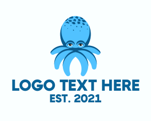 Sea Animal - Blue Octopus Character logo design