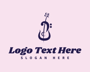 Musical Instrument - Violin Musical Note logo design