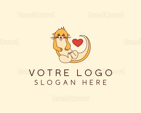 Cute Otter Heart Logo