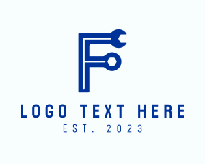 Letter F - Handyman Wrench Letter F logo design
