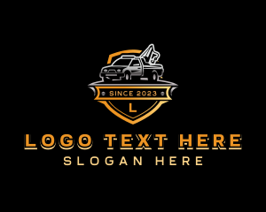 Pickup Truck - Tow Truck Shield logo design