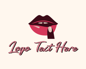 Queer - Lip Gloss Finger Mouth logo design
