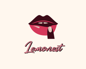 Naughty - Lip Gloss Finger Mouth logo design