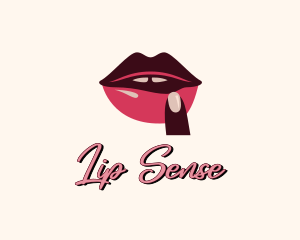 Lip Gloss Finger Mouth logo design